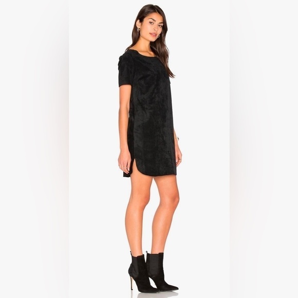 Velvet by Graham & Spencer Reya Faux Suede Mini Dress Black M - Picture 3 of 9